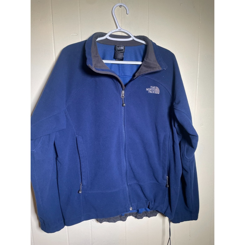 The North Face Windwall Full Zip Fleece Jacket Blue Mens Size L Drawstring Hem